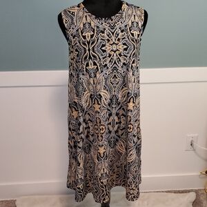 Tahari Black Gold Paisley Dress M